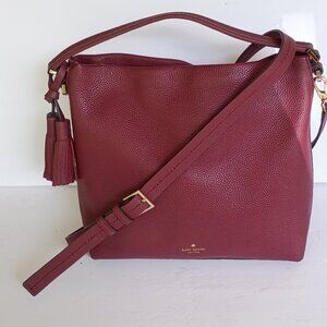 Kate Spade Orchard Street Natalya' Pebbled Plum Leather Hobo Bag W Tassel